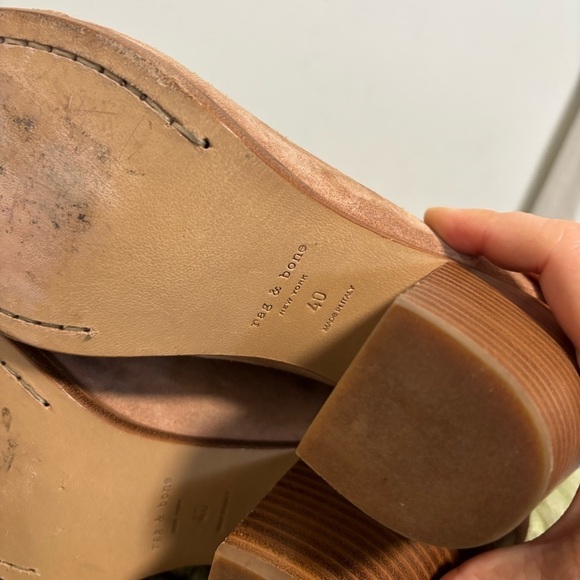 Rag & Bone Harrow Tan/Nude Suede Slip On Block Heel Booties - Picture 10 of 11